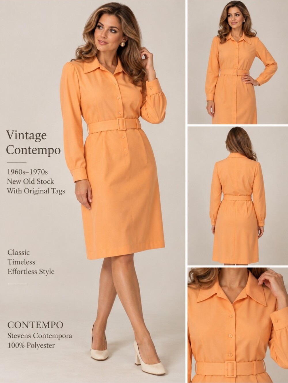 VINTAGE CONTEMPRA 1960s–70s DRESS – SIZE 18 – NWT – ILGWU UNION MADE